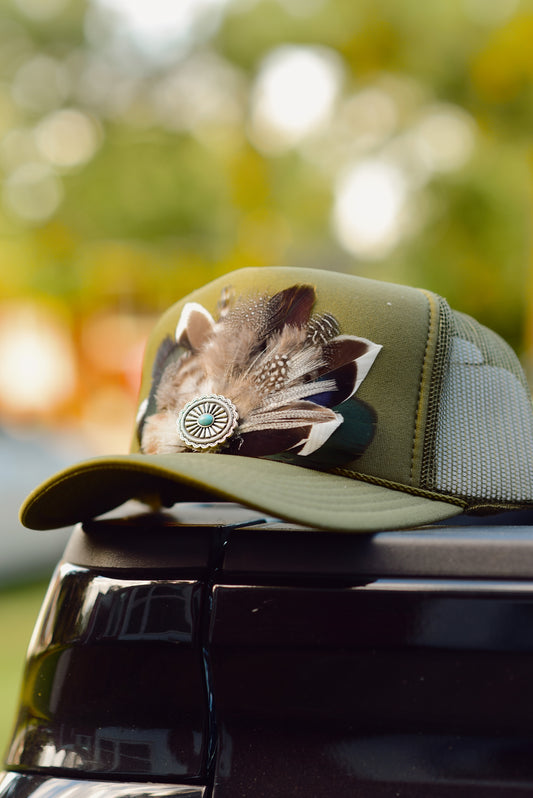 "Olive Creek" Feathered Trucker